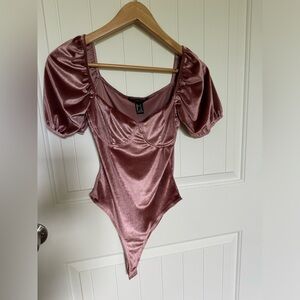 Forever 21. Pink velvet bodysuit size S